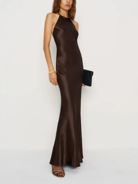 Reformation Jeany Silk Dress In Black Bean, NWOT, NEVER WORN, NO FLAWS. - Picture 4 of 6